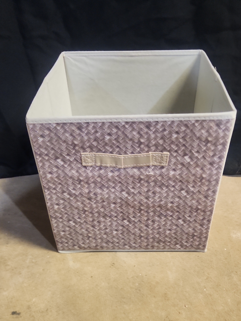 Fabric Storage Cube Bin - Gray Woven Pattern